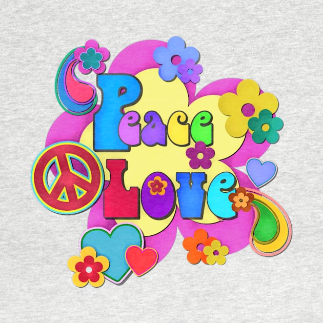 Pretty Flower Power Peace and Love Hippy Design by AlondraHanley